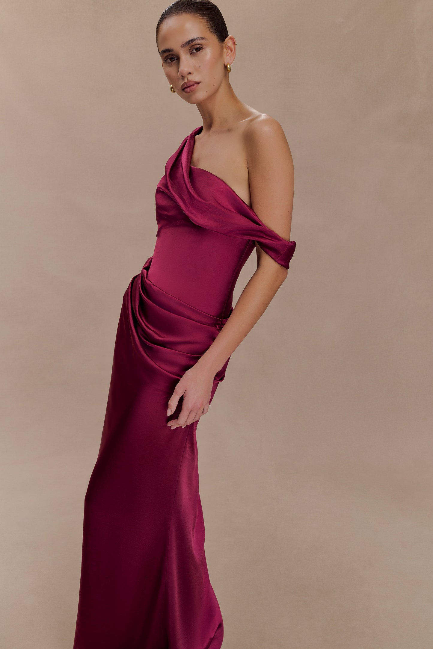 Dalia - Off Shoulder Satin Dress