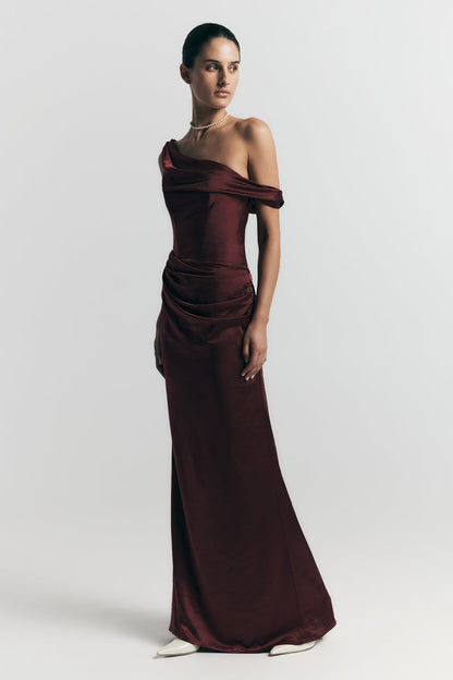 Dalia - Off Shoulder Satin Dress