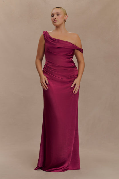 Dalia - Off Shoulder Satin Dress