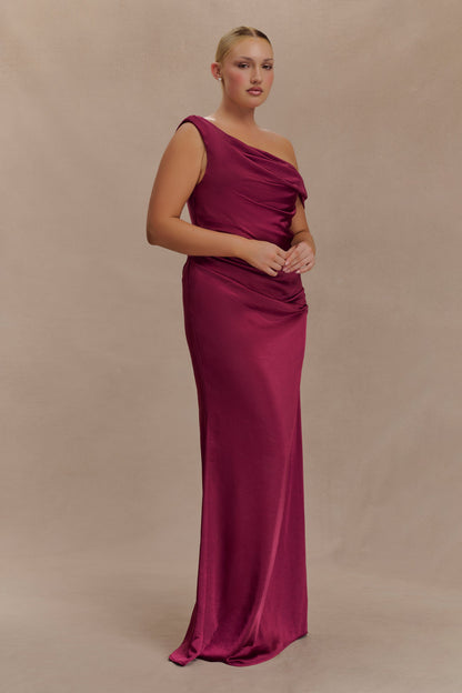 Dalia - Off Shoulder Satin Dress