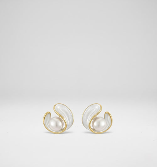 Boucles d'oreilles blanches exclusives en opale et perles en or